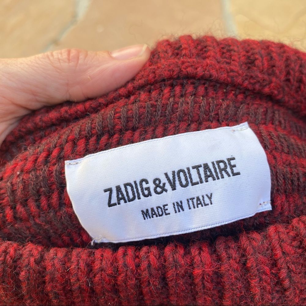 Zadig & Voltaire Red Striped Distressed Sweater size small - Picture 10 of 14